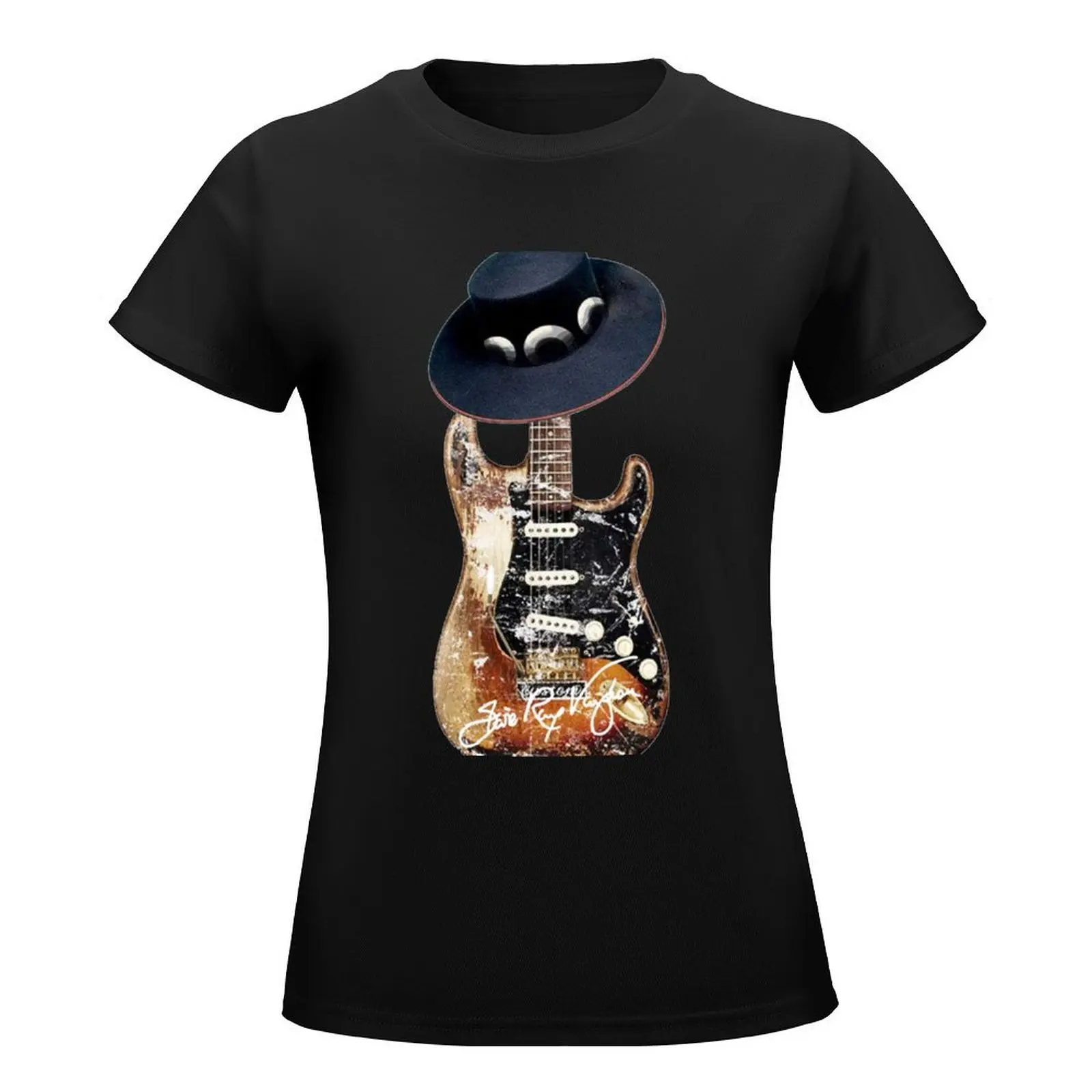 Guitarist Blues Man Vaughan 70s T-Shirt Short sleeve tee summer top graphics kawaii clothes western t shirts for Women