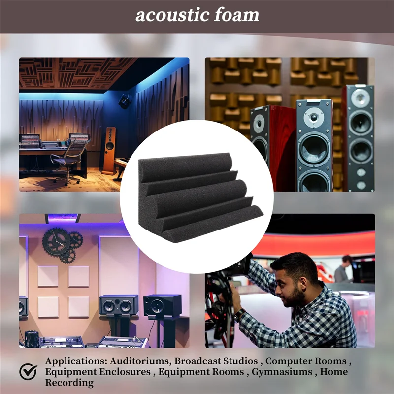 

ABXI 4 Pcs Corner Bass Trap Acoustic Panel Studio Sound Absorption Foam 12X12x24cm