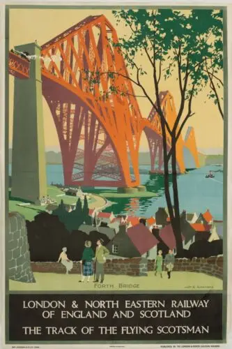 1p,Forth Bridge LNER Railway Travel Holiday Advert Vintage Retro Style Metal Sign