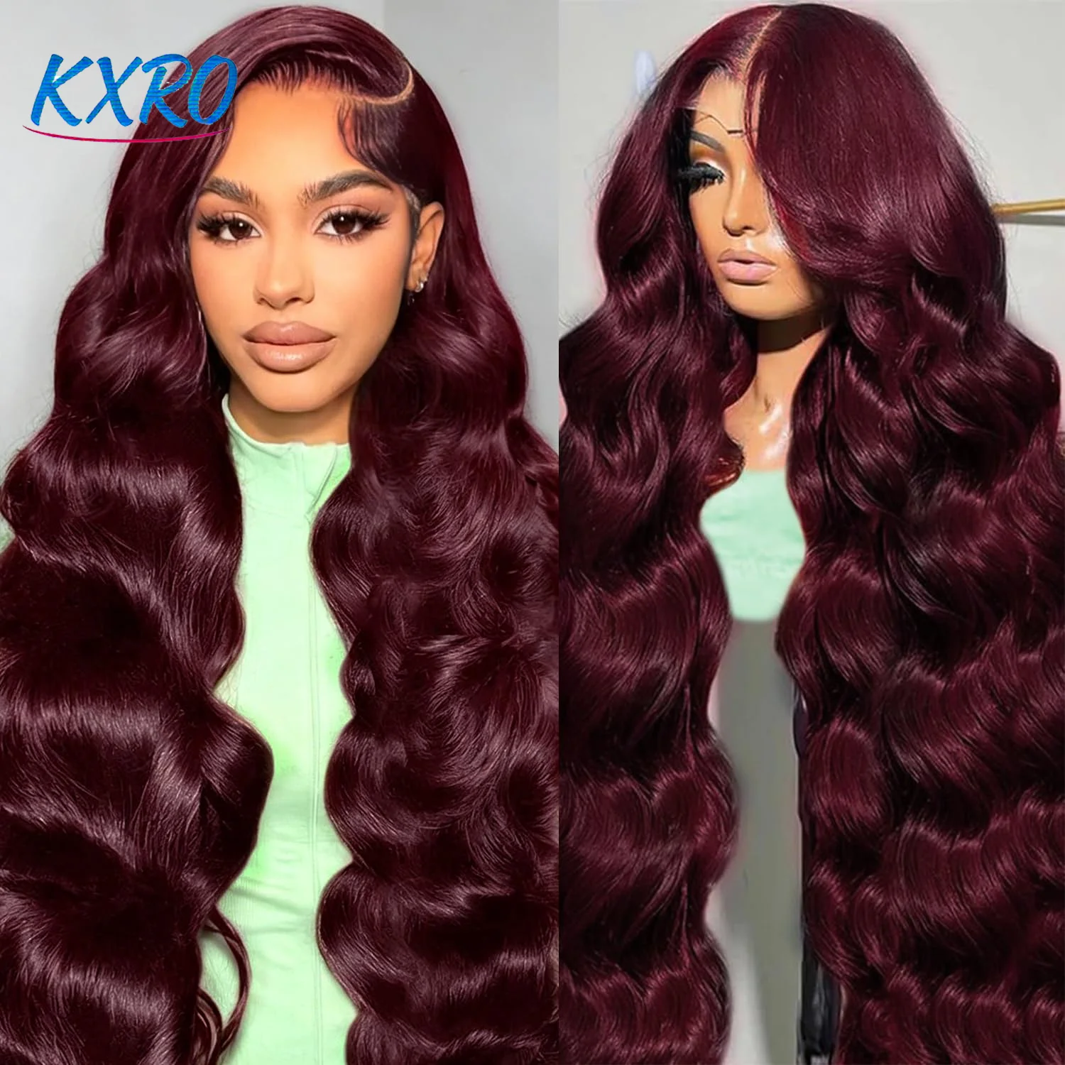 99J Burgundy Body Wave 13x6 HD Transparent Lace Front Remy Brazilian Human Hair Wig Pre Plucked 200 250 Density Straight Body Wave 13x4 Lace Frontal Wigs for Women Ready to Wear On Clearance Sale Pre Plucked Black Wig Party Work Daily
