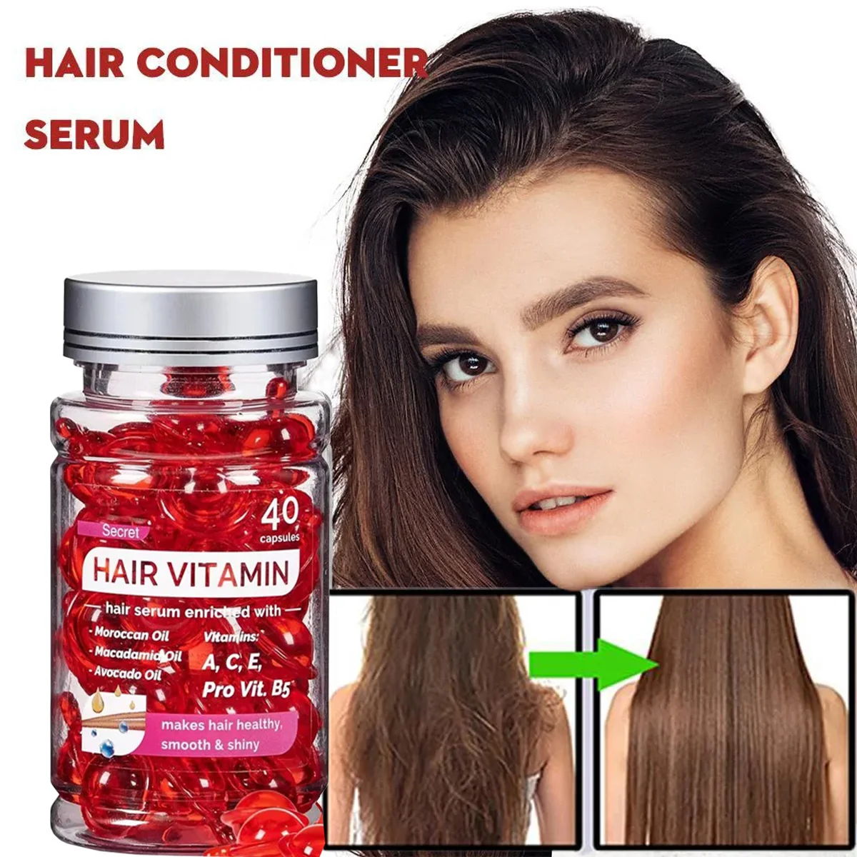 Moroccan Agam Vitamin Oil Hair Care Essence Damaged Nutrition Repair Hair Splitting Improvement Treatment Products 40 Capsules