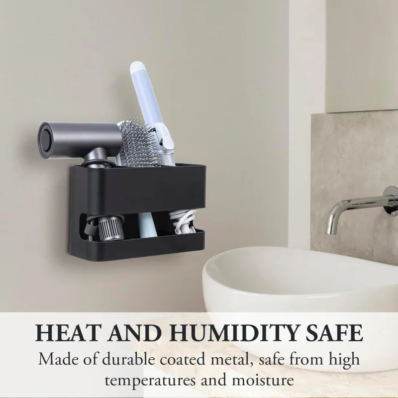 현대적인 벽걸이형 블랙 메탈 스타일링 및 액세서리 3개 슬롯이 있는 내열성 홀더, 살롱 핫 오거나이저