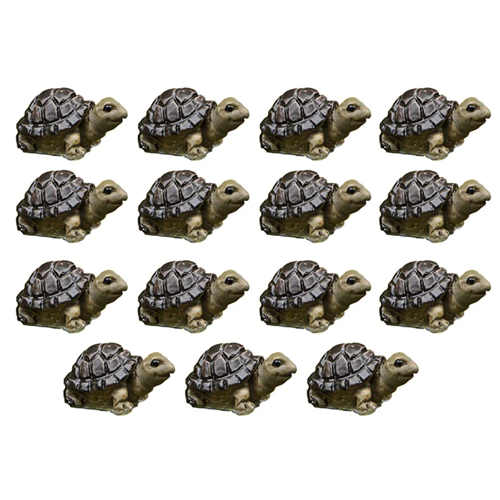 15Pcs Resin Garden Figures Cartoon Tortoise Wide Application Indoor Outdoor Mini Garden Decoration Resin Ornaments