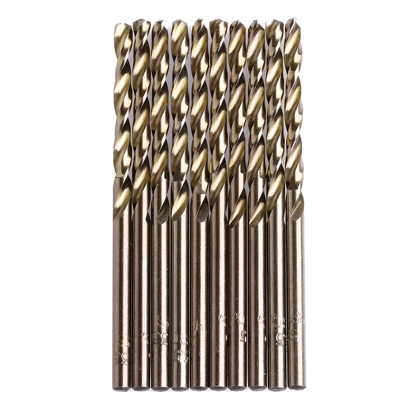 Nuevas brocas helicoidales recubiertas titanio HSS, brocas acero velocidad, para perforar agujeros, metales no 10