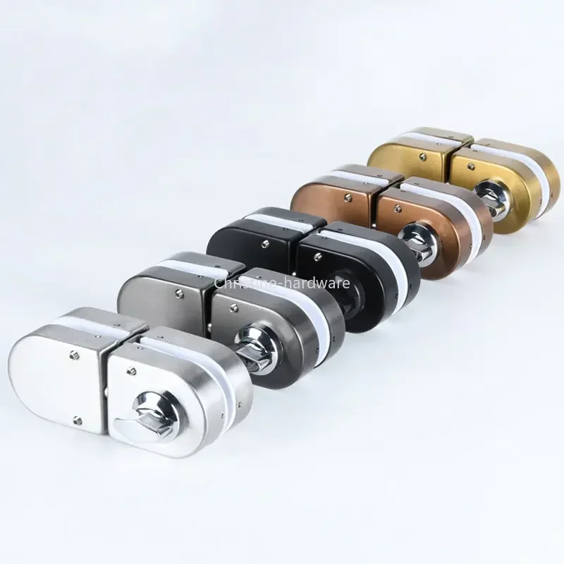 Perforation-Free Black Titanium Rose Gold Glass Lock Single Door Double Toughened Glass Door Lock Bathroom Glass Door