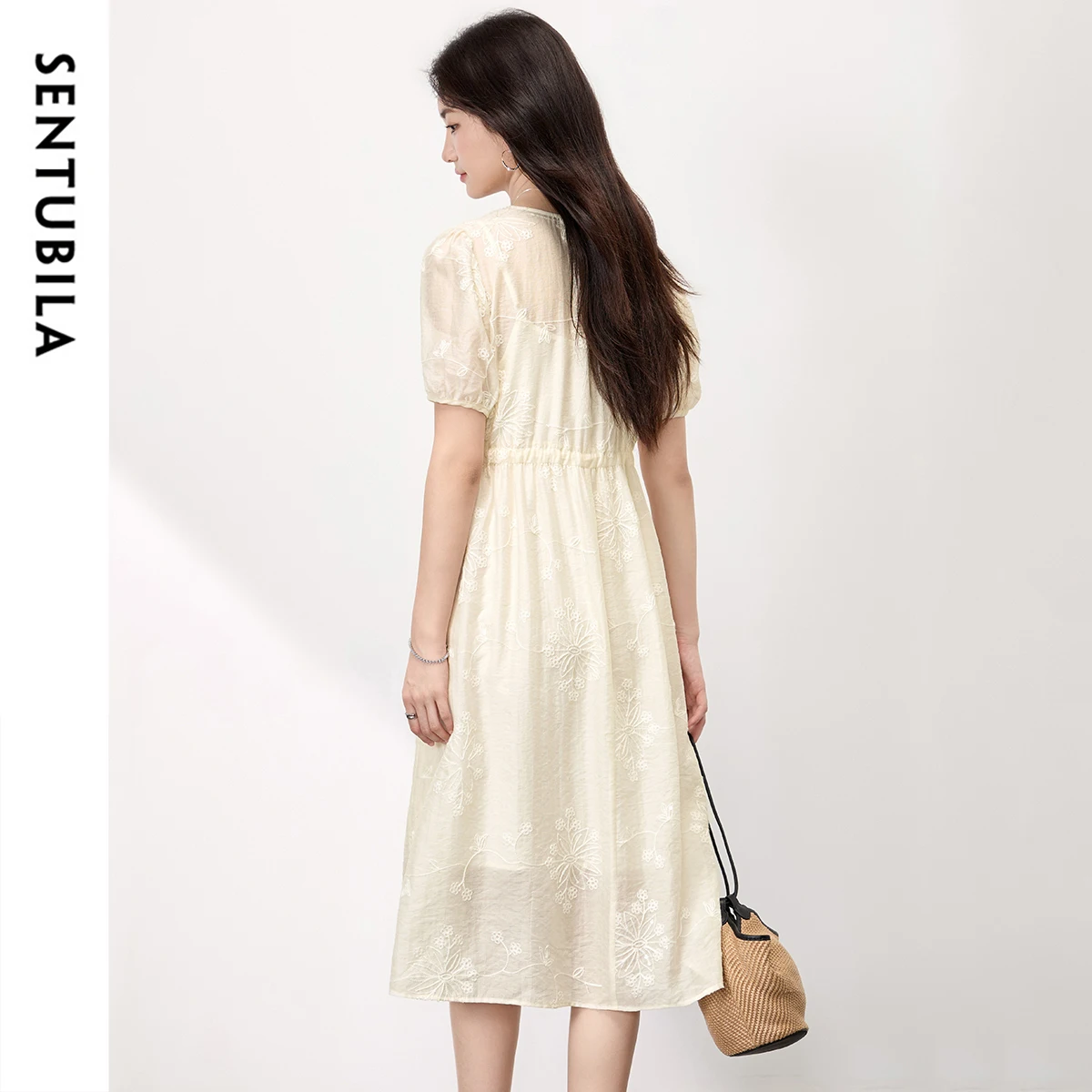 SENTUBILA robe de station pour femmes 2025 nouvelle Collection élégante lanterne manches robes mi-longues été Boho Style femme vêtements Q52LO1642