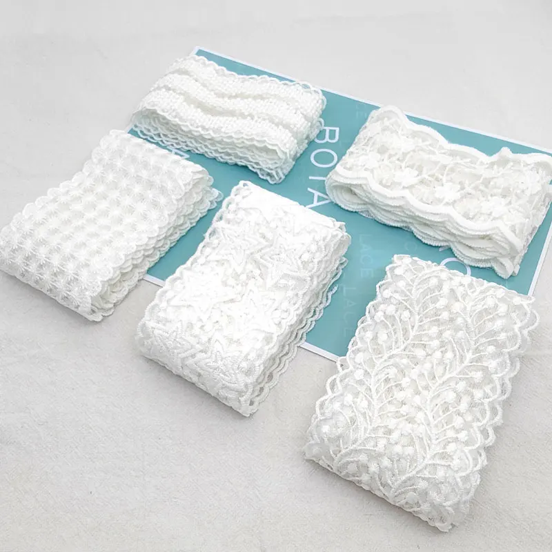 1 Meter Lace Trim Ribbon Milk Silk Vintage White Fabric Lace Wedding Decor Headgear DIY Fabric For Sewing Craft Supplies