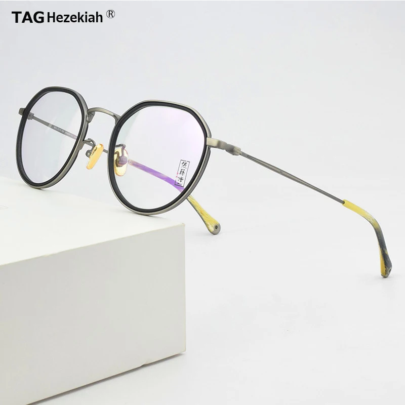 

T1207 Round Titanium Glasses Frame Men Myopia Optical Prescription Eyeglasses Women Luxury Brand spectacle Vintage Eyewear nerd