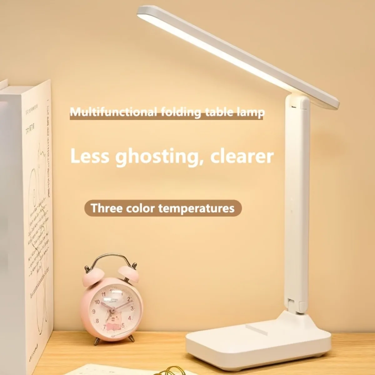 1PC high-brightness LED foldable desk lamp, three-color temperature, suitable for reading, office and bedroom lighting