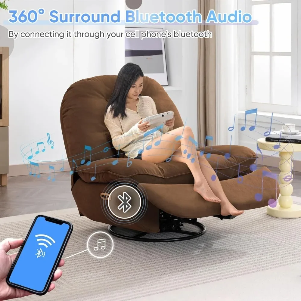 Slimme extra grote elektrische fauteuil, 360° °   Ronde draaibare schommelzweefvliegtuig schommelstoel voor volwassenen Moderne comfortabele ergonomische chaise longue