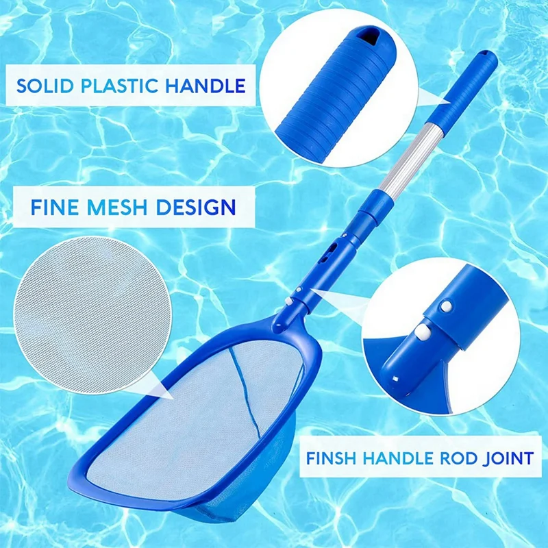 1 Piece Pool Skimmer Pool Net With 3 Section Pole, Pool Skimmer Net With Fine Mesh Net Ultra-Fine Pool Skimmer