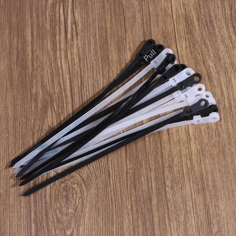 200PCS Screw Hole Cable Ties Reusable Fixed Nylon Cable Ties Self-locking Cord Ties Straps Fastening Loop Office Organizer