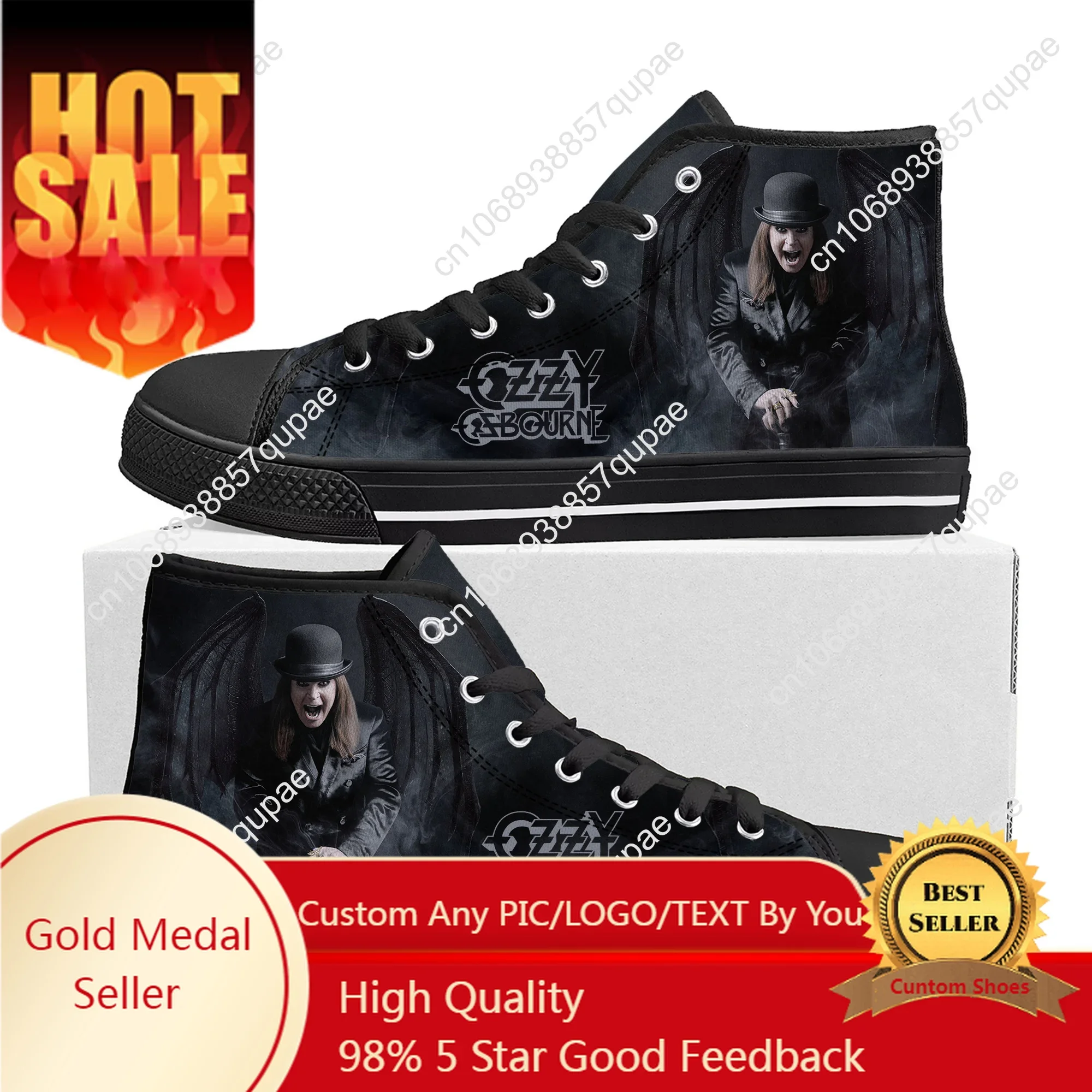 Ozzy Rock Singer Osbourne High Top High Quality Sneakers Mens Womens Teenager Canvas Sneaker Casual Couple Shoes Custom Shoes