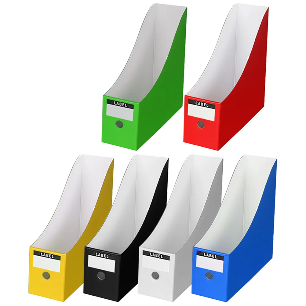 

6 Pcs Colored Document Holders File Rack Organizer Boxes Blue Green Yellow White Red Black Desktop Storage Books Magazines