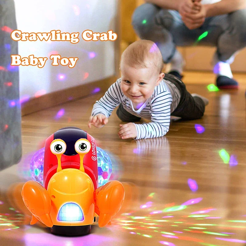 Children Electronic Toy Crawling Crab Walking Dancing Pets Robo Hermit Crab Snail Glowing with Music Light Baby Toddler Toy Gift