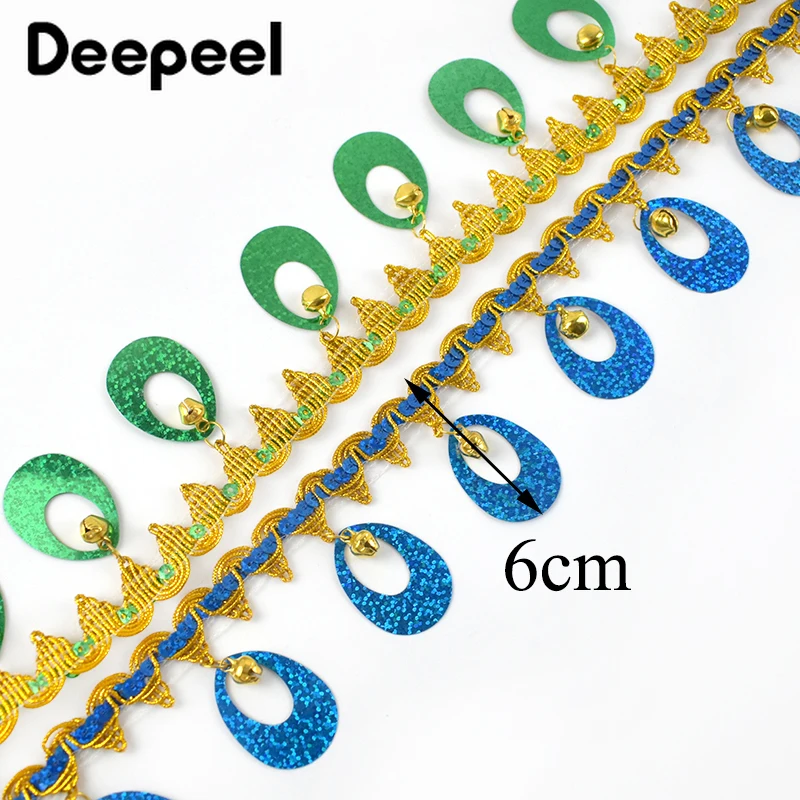 4Meters 6cm Sequins Tassel Lace Trims Bag Clothes Dress Decorative Braid Fringe Ribbon DIY Sewing Material Crafts Accessories