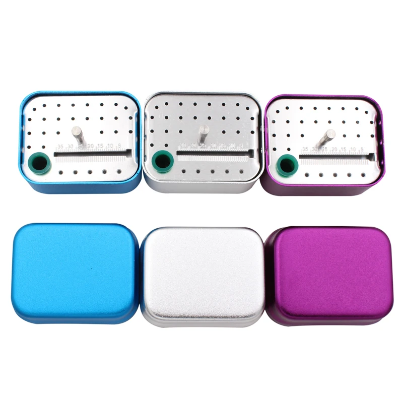 30 Holes Dental Autoclavable Burs Box Aluminium Disinfection Box Case Dental Burs Block Holder Gutta Percha Points Box