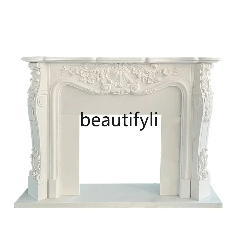 

Natural marble French mantel stone carving stone American European entrance villa living room decoration cabinet customization