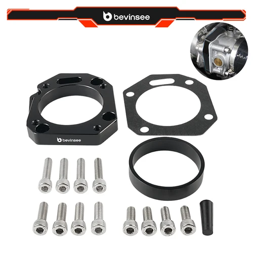 Imagen 1 del producto BEVINSEE Adaptador de cuerpo de acelerador doble de aluminio para Honda K20 K24 K20Z1 K20A1 K20A2 K24A K20A3, para Honda Civic Si para Acura TSX