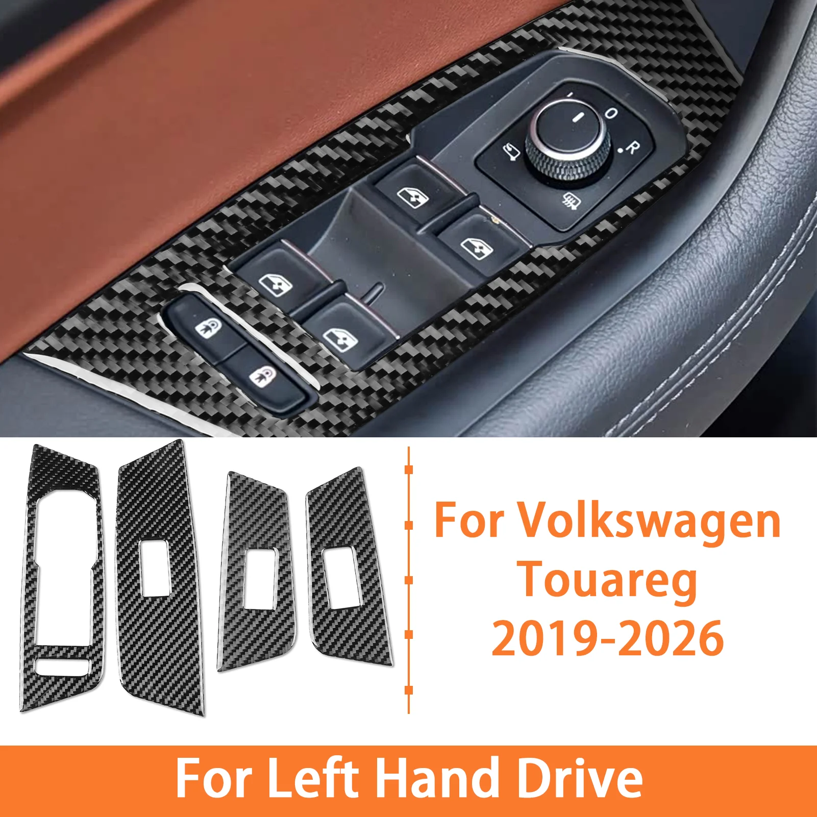 Voor Volkswagen Touareg 2019-2026 Carbon Fiber Interieur Accessoire Stickers Dashboard Ventilatieopeningen Center Console Versnellingspookpaneel