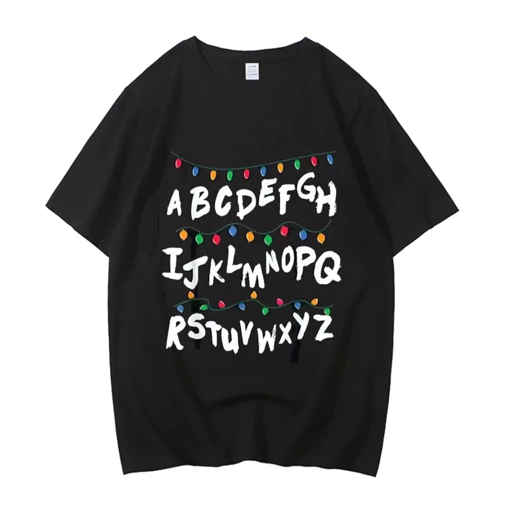 2026 High Quality Cotton Stranger Christmas Light T-shirt Monster Graphic T Shirts Gothic Fashion Vintage Tees