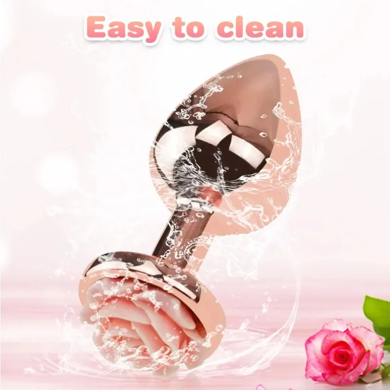 

3Size Anal Plug Buttplug Rose Shape Anal Sex Toys for Men Women Beginners Advanced Users Sex Toy for Vagina Training But Plug
