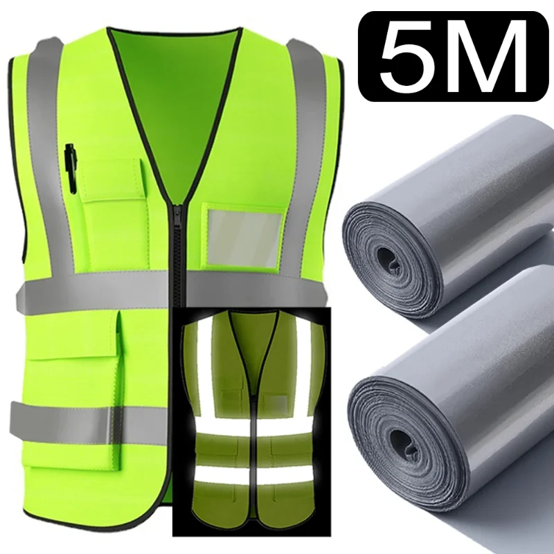 5M/Rol Reflecterende Warmteoverdracht Film Veiligheidsreflector Sticker Rijbaan Nacht Waarschuwingsstrip Tas Schoenen Doek Warmte Stickers