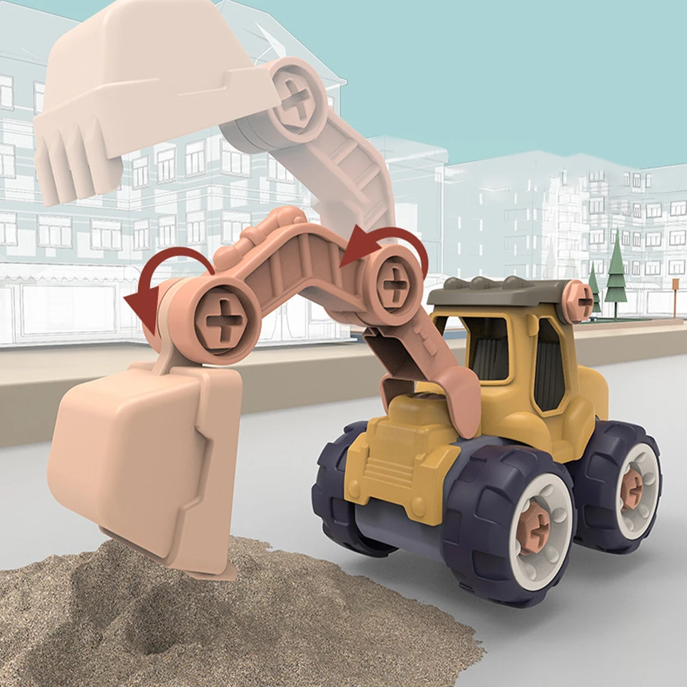 

4 Pcs Construction Vehicle Toys Plastic Assembling Car Miniature Kids Motor Playsets Toddler Toy Cars Bulk