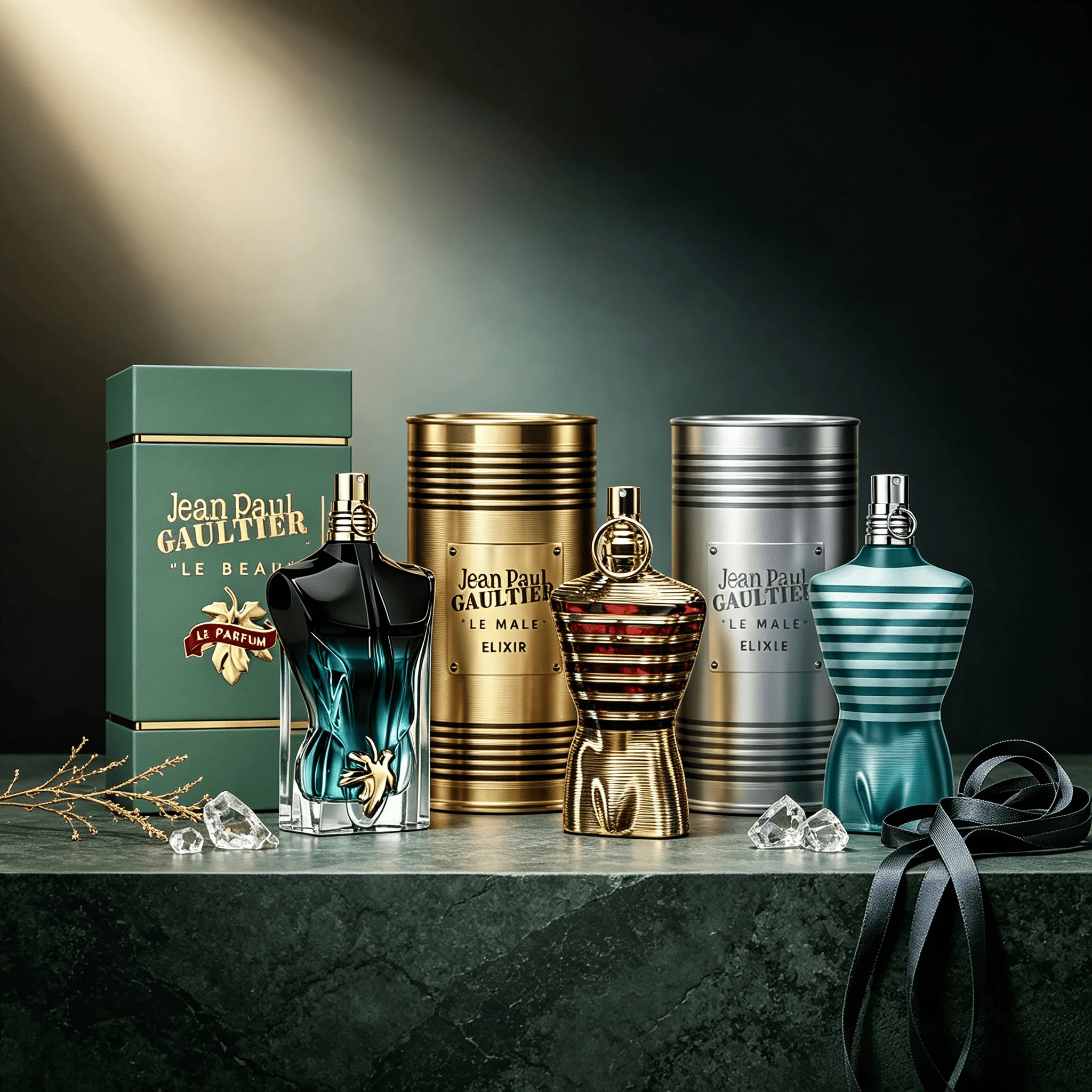 Jean Paul Gaultier 4 Styles Men Perfume Collection Set Le Male Le Parfum Le Beau Le Parfum Original Le Male Eau De Parfum Natural Spray Long Lasting Woody Scent Iconic Torso Shaped Bottle Luxury Metal Cylindrical Gift Can For Men Dating Collector Gift view 2