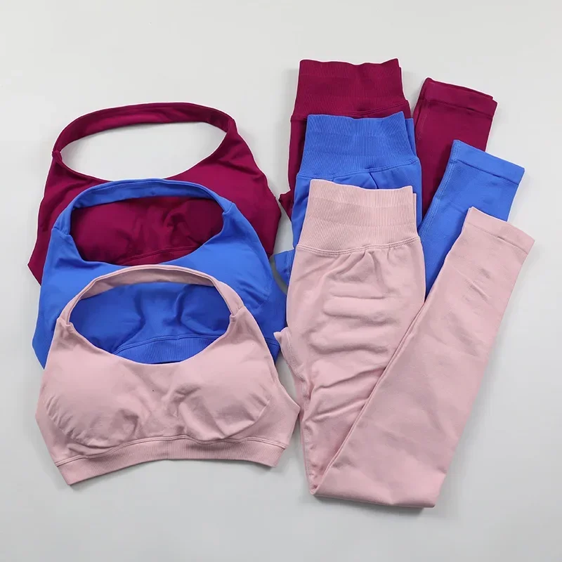 

Impact Backless Bra And Pants Sexy Women Seamless Yoga Clothing Sportswear Leggings and Halter Sports Bra Tops Outfit Pants