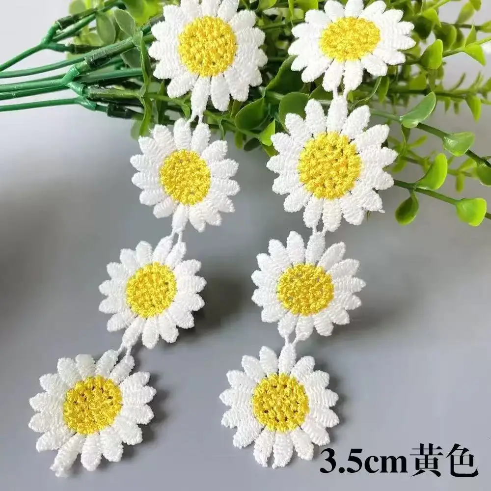 

15 Yards Water-Soluble Embroidery Lace Yellow Sunflower Daisy Pattern Clothing Accessories Hair Decoration DIY Craft Supplies