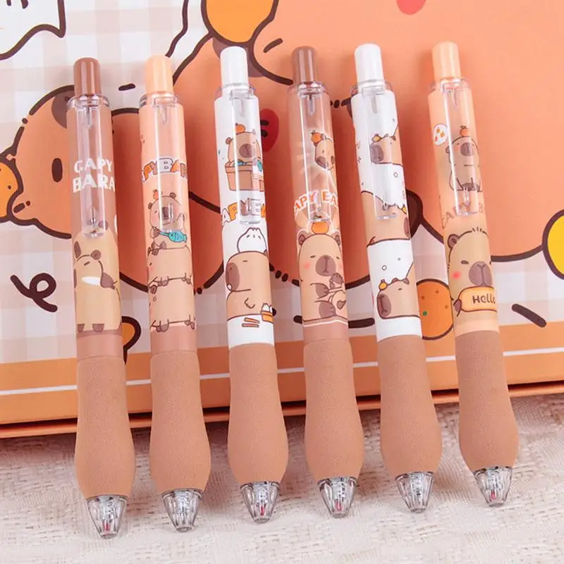 Smooth Writing Pens 0.5mm Fine Point Writing Ink Pens Retractable For Journaling Quick Drying Capybara Themed Gel Pens For