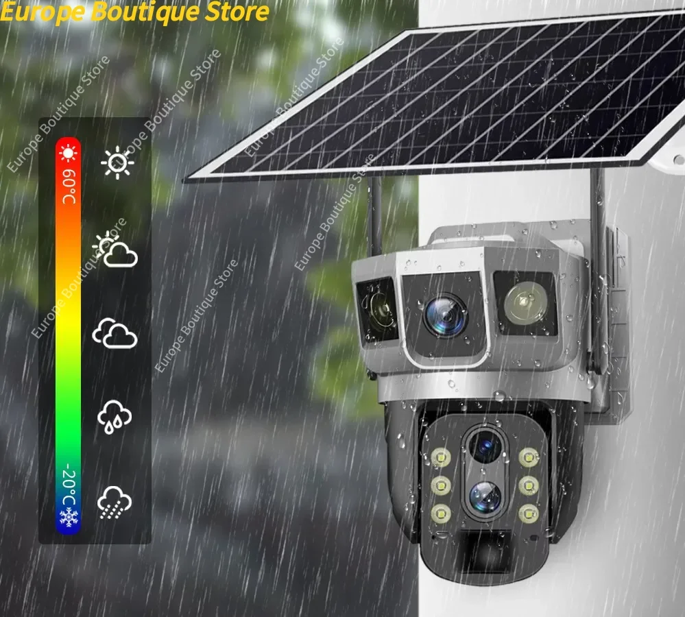 3 عدسة 10X التكبير تعمل بالطاقة الشمسية كاميرا تلفزيونات الدوائر المغلقة Vigilancia Wifi في الهواء الطلق حماية أمن الوطن الذكي كاميرات مراقبة الفيديو IP