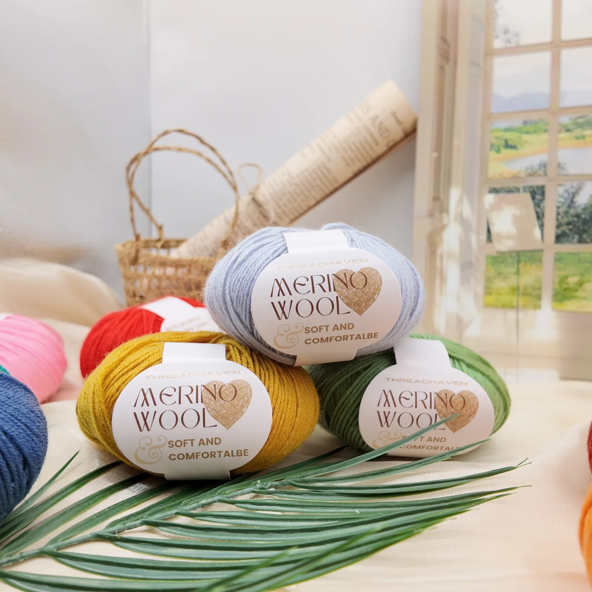 10er-Pack Merinowolle-Garn, je 50g, Weiches & Warmes Strick- und Häkelgarn, 90% Merinowolle, 10% Polyester – Detail 4