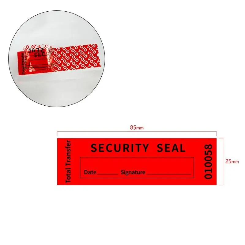 【シリアルナンバー入り】透明 ZYAA-1】100PCS Total Transfer Tamper Evident Labels Security