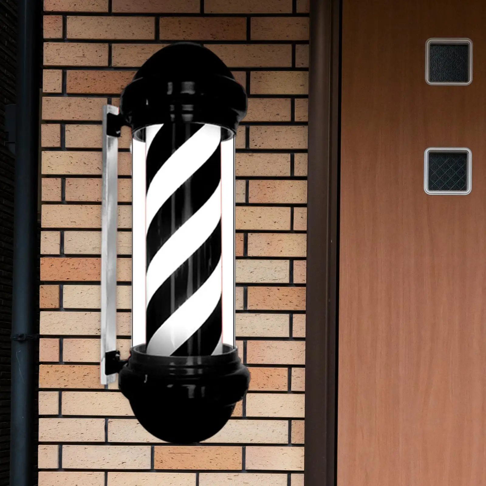 Barber Pole Light Decor Hair Salon Classic Outdoor Novelty Lighting Rotating LED Barber Sign Rotating Stripes Light US Adapter