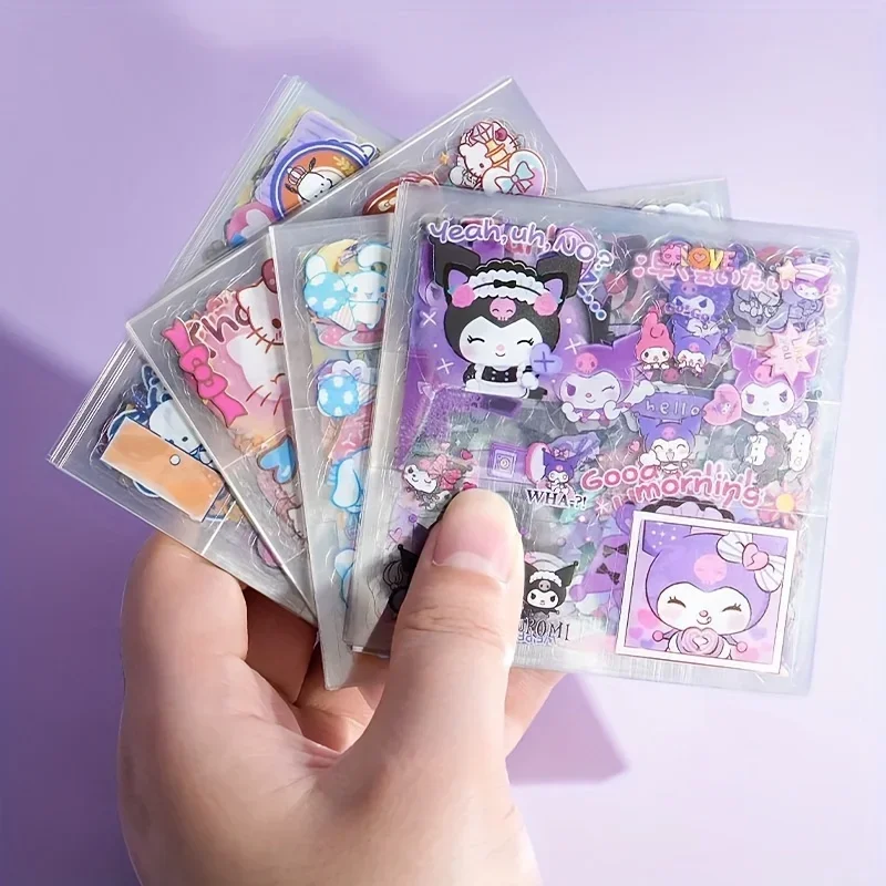 Hello Kitty 100 Page Stickers My Melody Kuromi Cartoon Characters Suitable for Cute Mugs and Gift Boxes Stickers