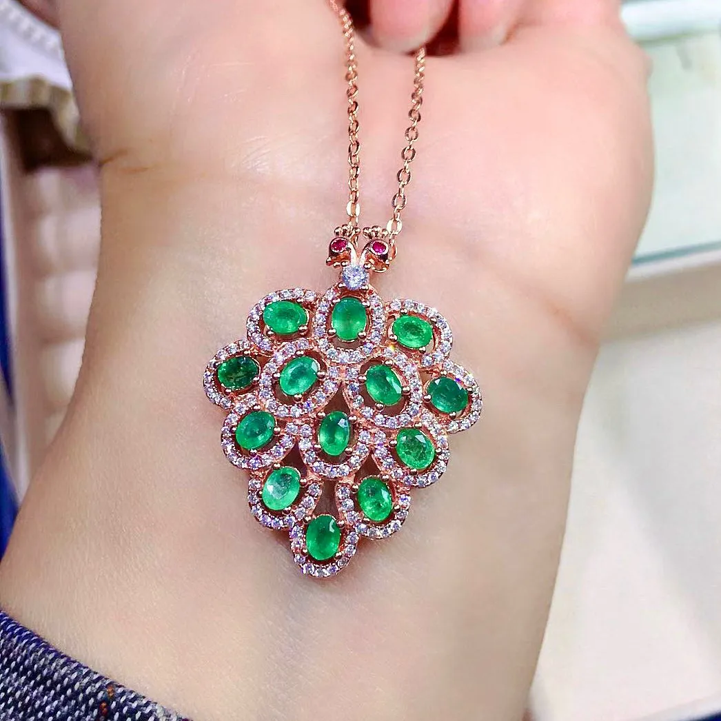 Classic 925 Silver Cross Pendant for Daily Wear 3mm *4mm Natural Emerald Pendant Sterling Silver Emerald Pendant
