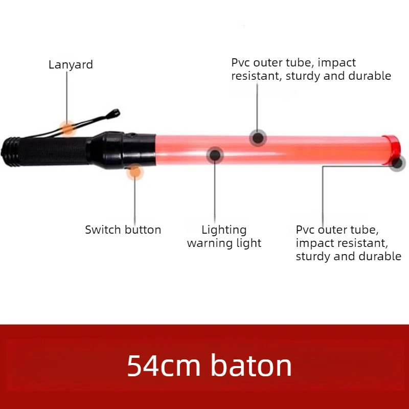 54cm LED Traffic Safety Warning Stick, Outdoor Road Signal Glow Baton for Traffic Control Emergency Command Work