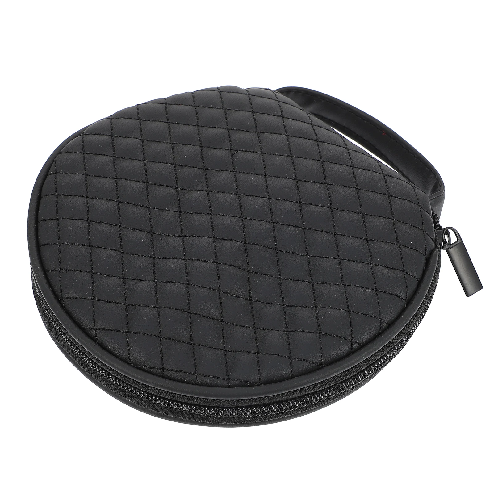 

1pc Car CD Bag Black Embroidered Plaid Storage Case Lightweight Durable Premium Material Zipper Design Multiple Home Car Use