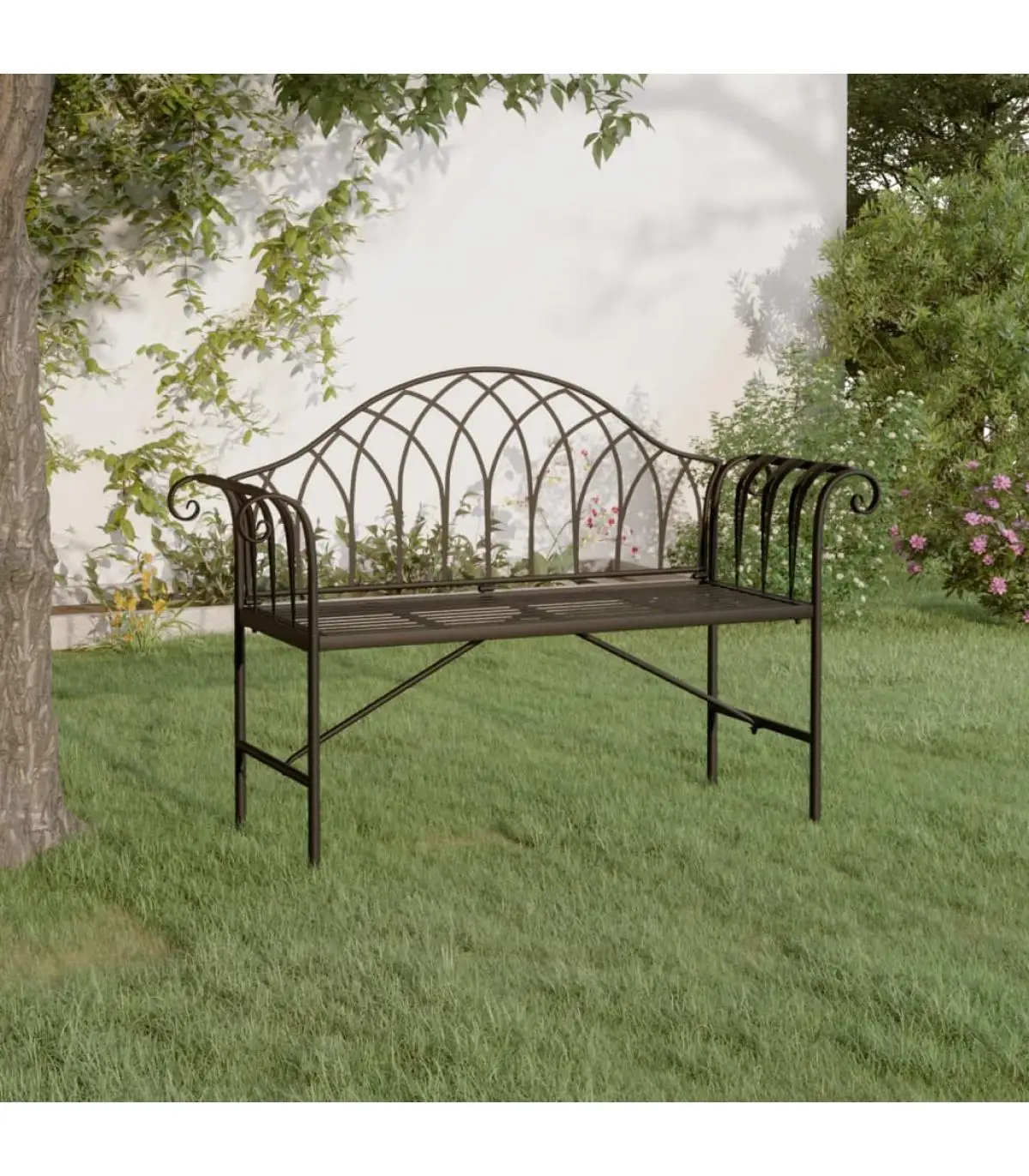 Garden benches two-seater garden bench 128 cm black steel