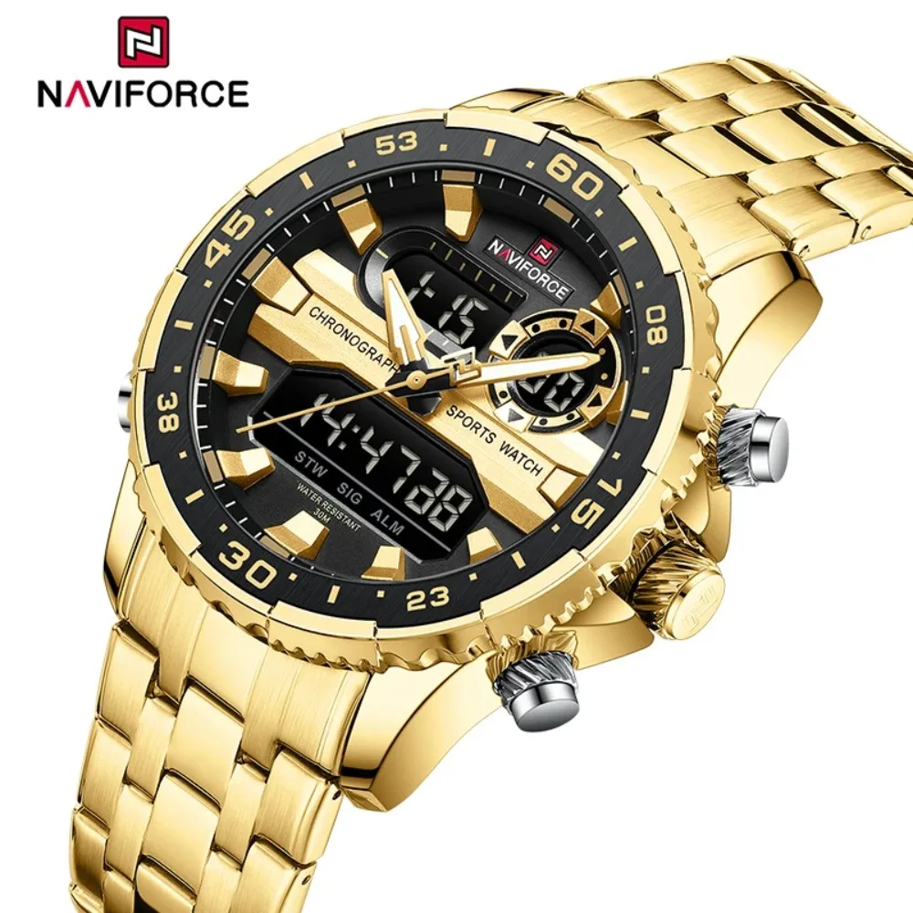 

NAVIFORCE 9234 Fashionable Luxury Quartz Dual Display Men's Watch Multi Functional Waterproof Luminous Watches for Men Часы