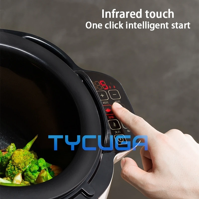 6L Automatic Stir Frying Machine Household 2000W Intelligent Electric Cooking Wok Pot Non-stick Multifunctional Cooker Pot 220V