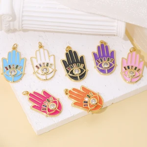 JUYA-18K Royal Gold Bathed Round Opal Shell Pingente, Turkish Greek charms of the Eye of Evil to DIY, Luxury Talisman Pendant, Craft Jewelry Manufacture 8 Main Sales Greek eye necklace - №7