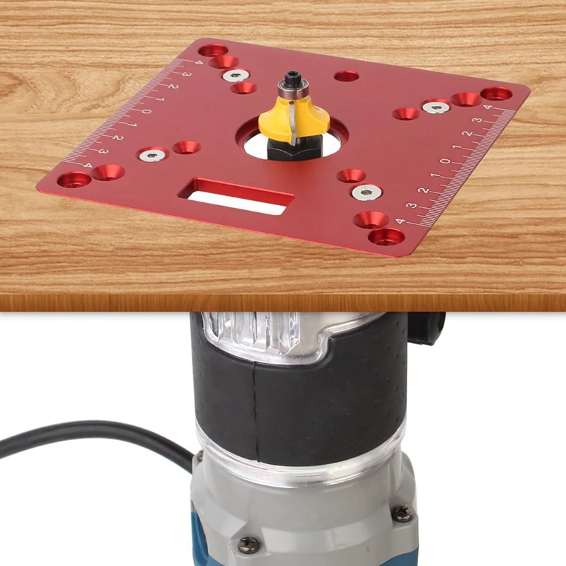 Piastra di inserimento del tavolo del Router da 1 pezzo, piastra di vibrazione del Router da banco per la lavorazione del legno Mini quadrata in lega di alluminio rossa