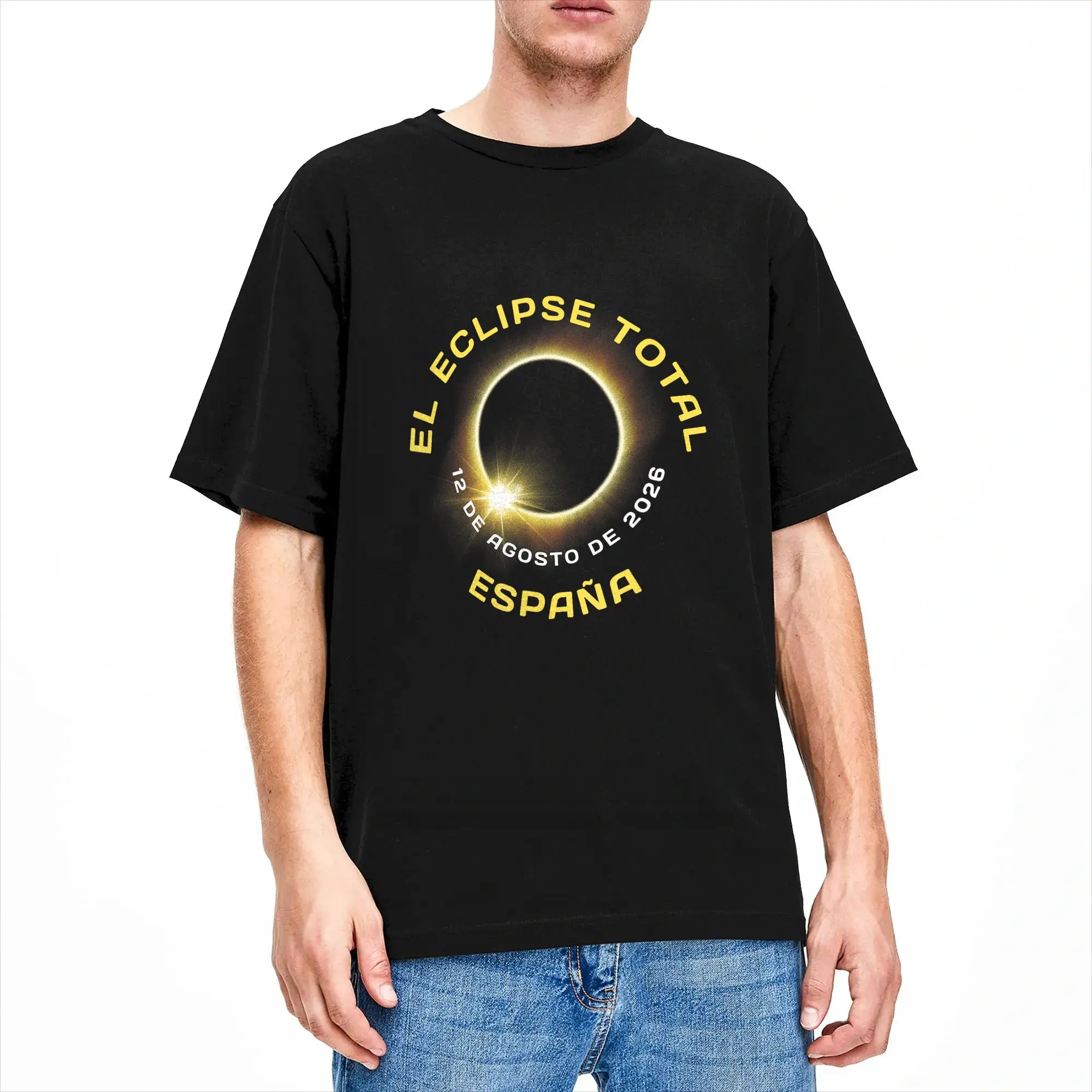 Espana Spain Solar Eclipse Totality August 12   2026 T Shirt  Harajuku T Shirts Short-Sleeved Classic Tshirt 100% Cotton