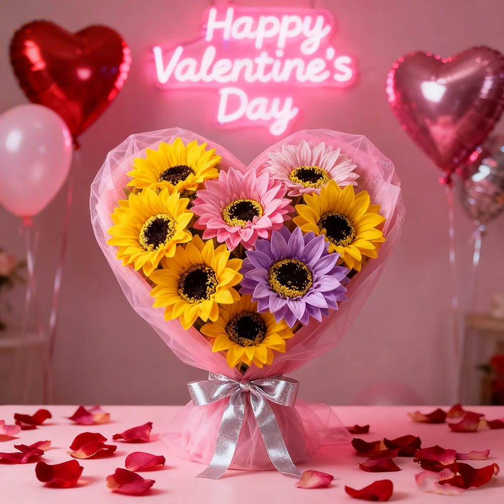 25 uds cabeza de flor de jabón de girasol, cabezas de flores artificiales de 4 capas ramo de flores eternas DIY regalo del Día de la madre de San Valentín