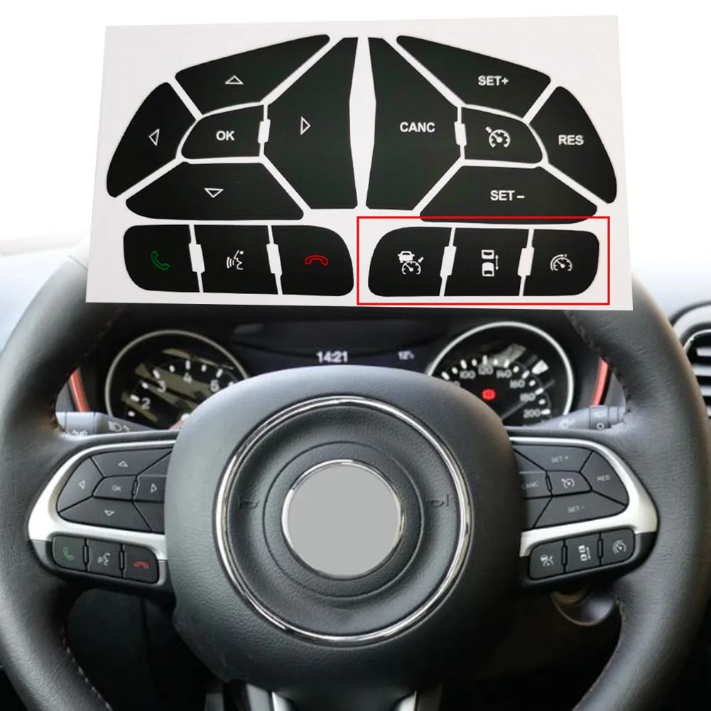 For jeep For Renegade 1323 and For Compass 17 21 Steering Wheel Button Repair Decal Sticker for Dashboard Control Buttons