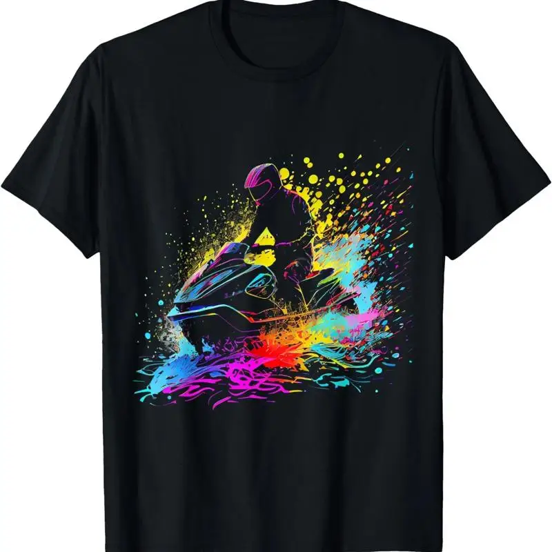 Jet Ski Rider Blue Pink Fiery Water T-Shirt