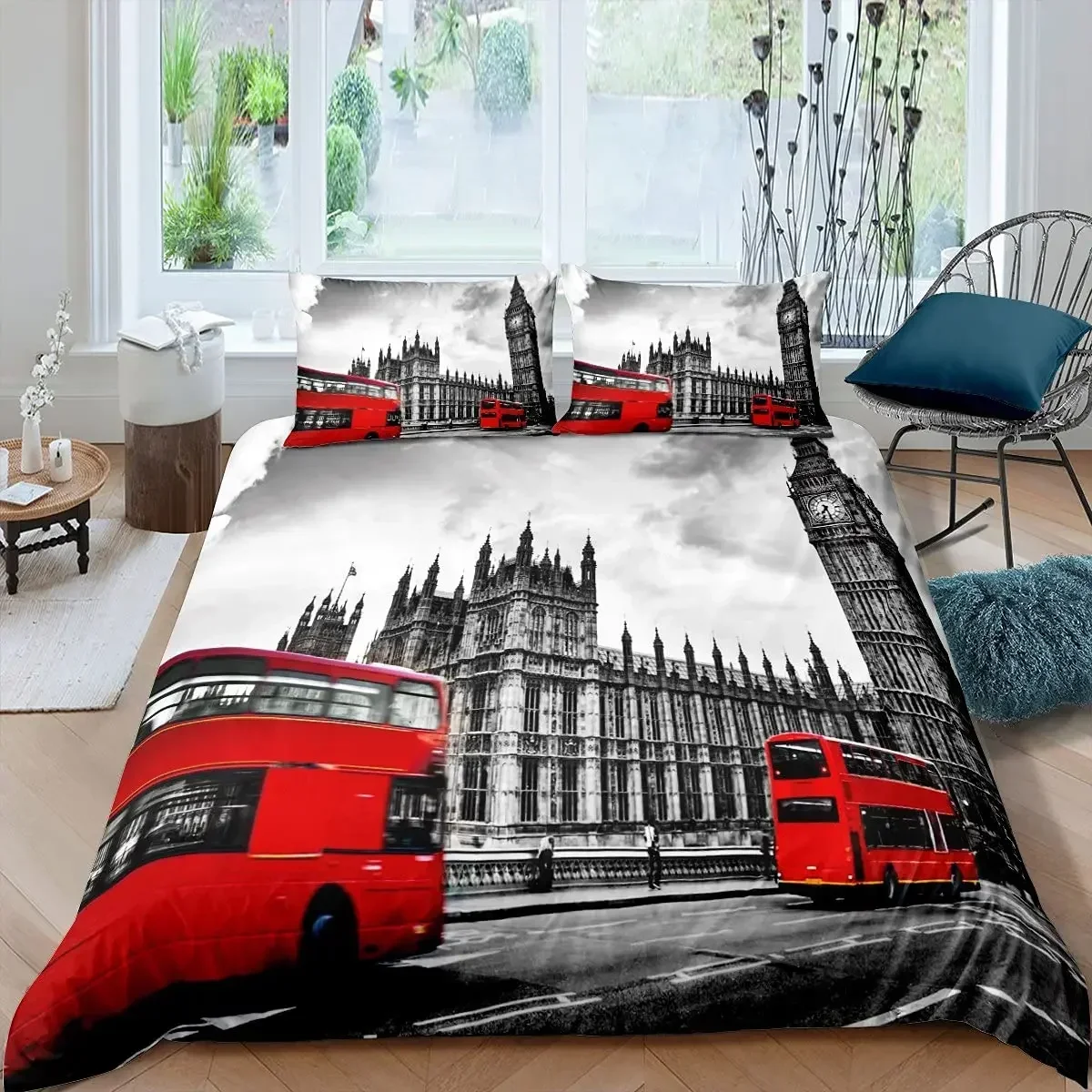 London Telephone Booth Comfortable Duvet Quilt Cover Pillowcase Bedding Set Children Bedroom Decoration Home Textile